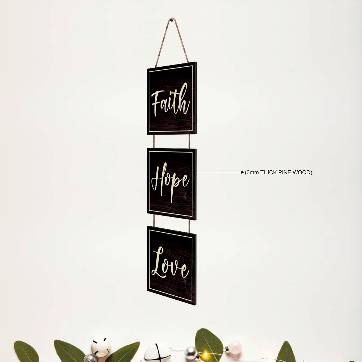 Faith Hope Love Classic Wooden Wall Hanging