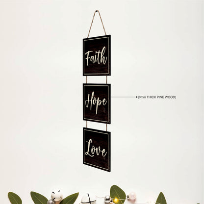 Faith Hope Love Classic Wooden Wall Hanging
