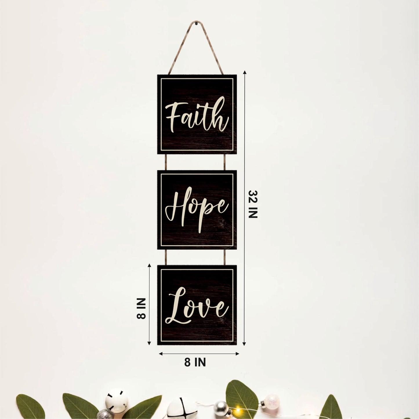 Faith Hope Love Classic Wooden Wall Hanging