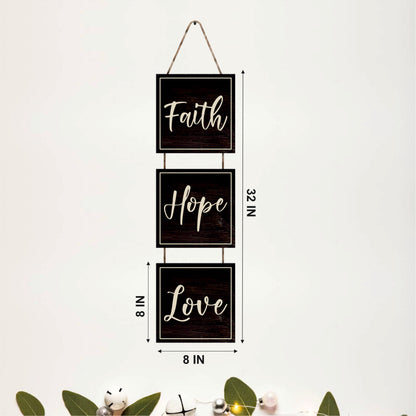 Faith Hope Love Classic Wooden Wall Hanging
