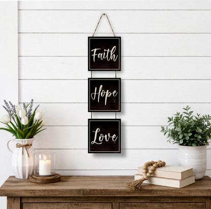 Faith Hope Love Classic Wooden Wall Hanging