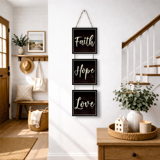 Faith Hope Love Classic Wooden Wall Hanging