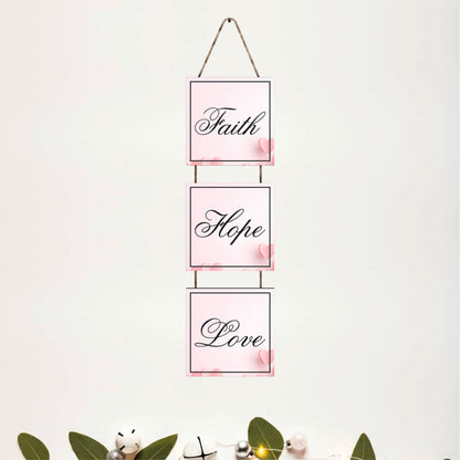 Faith Hope Love Heart Wooden Wall Hanging