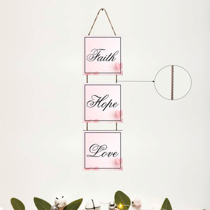 Faith Hope Love Heart Wooden Wall Hanging