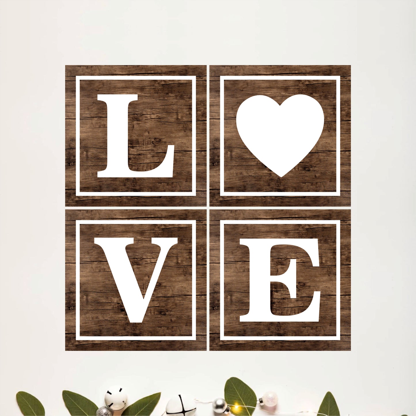 Wood Grain LOVE Typography Wall Hanging