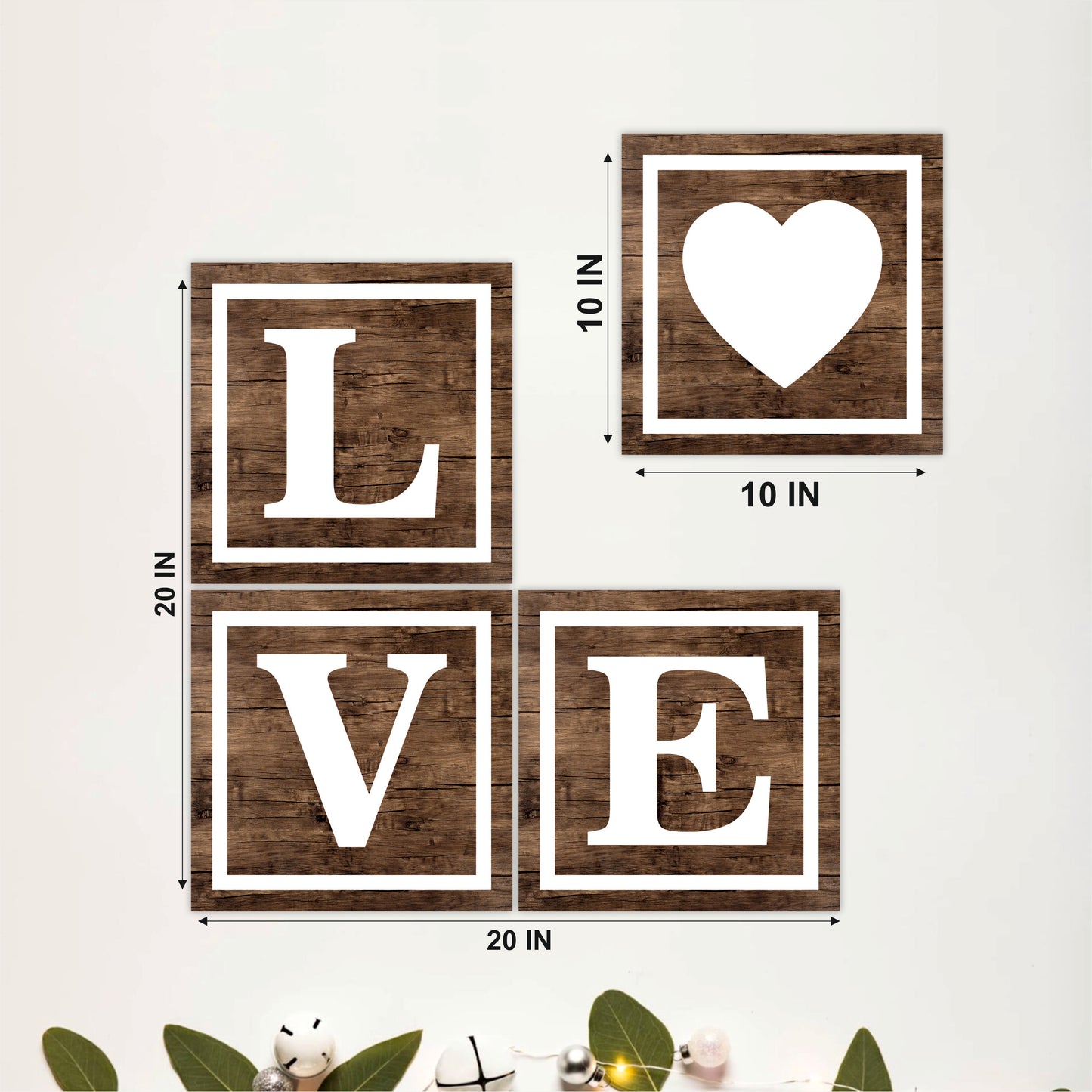 Wood Grain LOVE Typography Wall Hanging