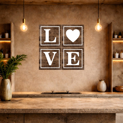 Wood Grain LOVE Typography Wall Hanging