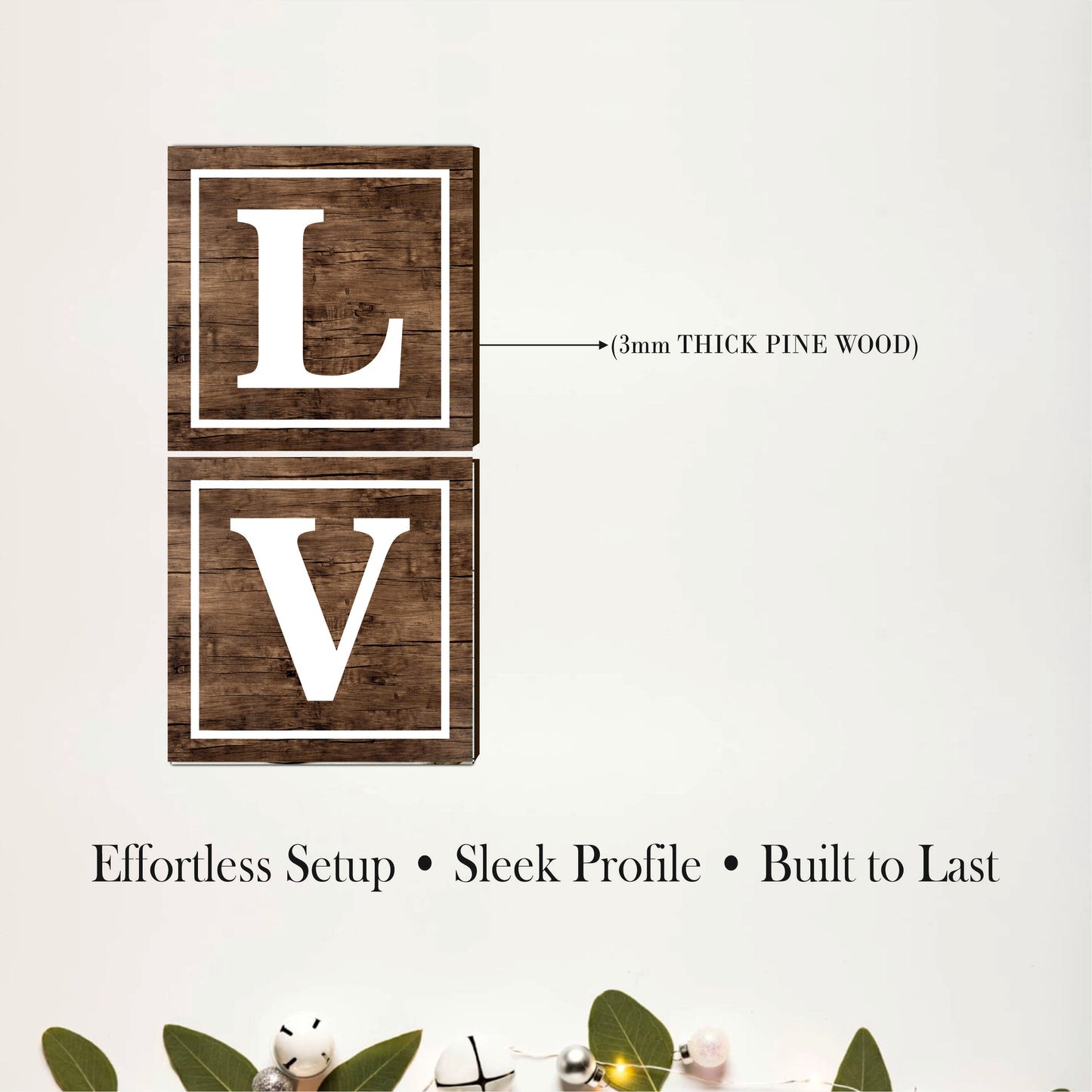 Wood Grain LOVE Typography Wall Hanging