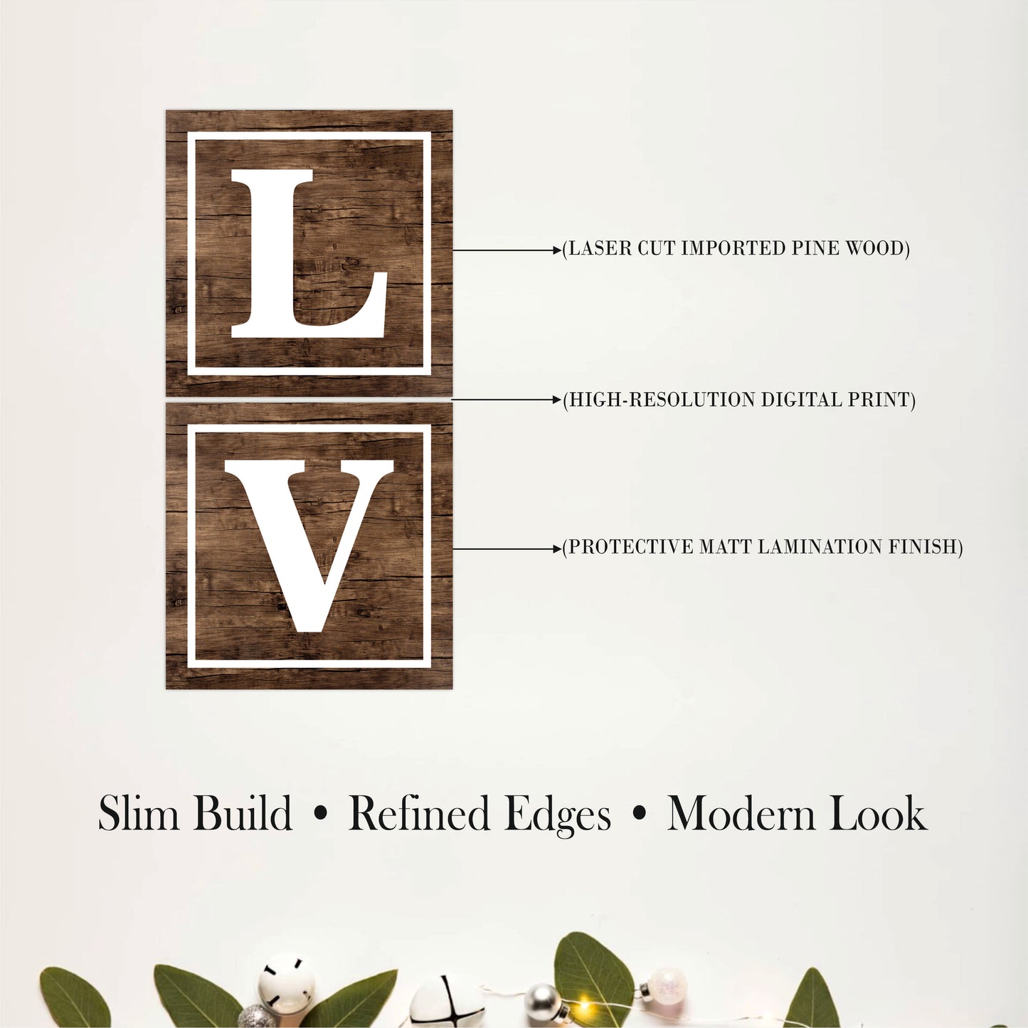 Wood Grain LOVE Typography Wall Hanging