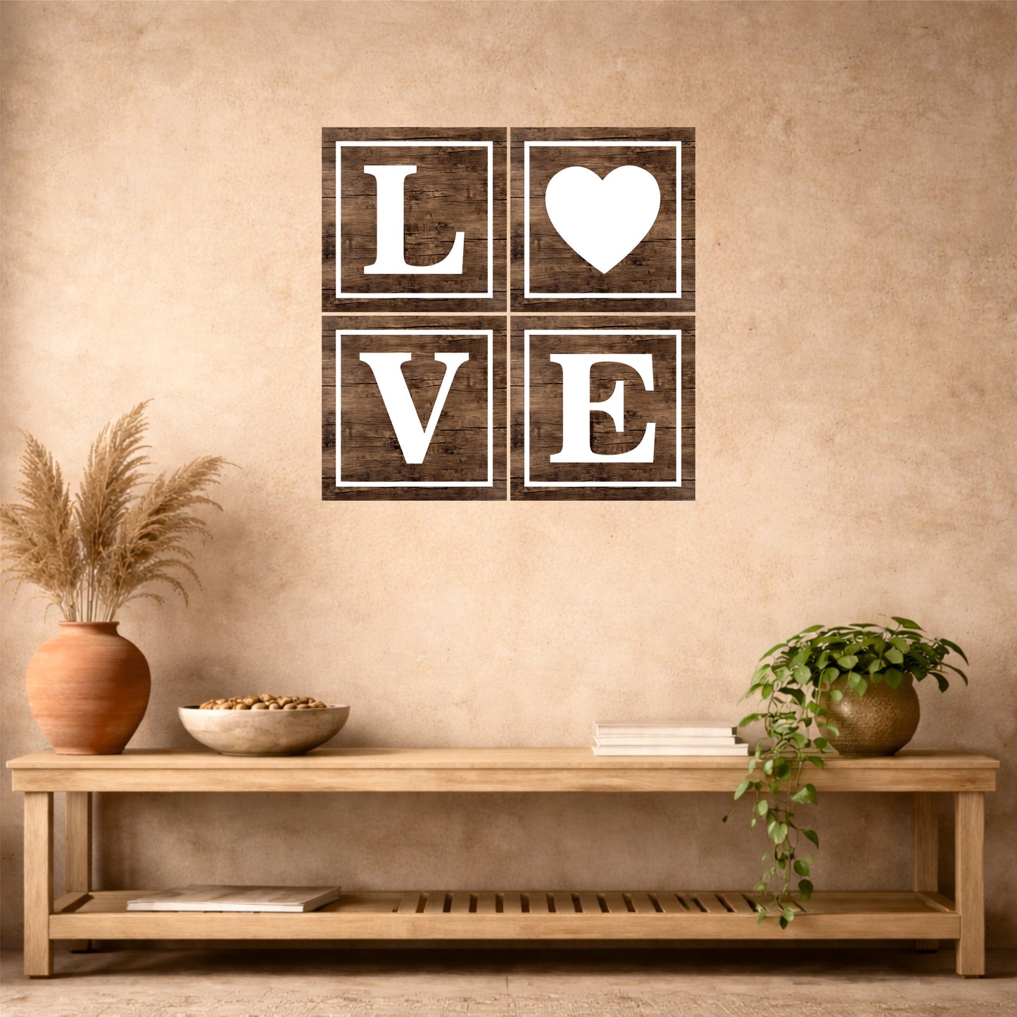Wood Grain LOVE Typography Wall Hanging