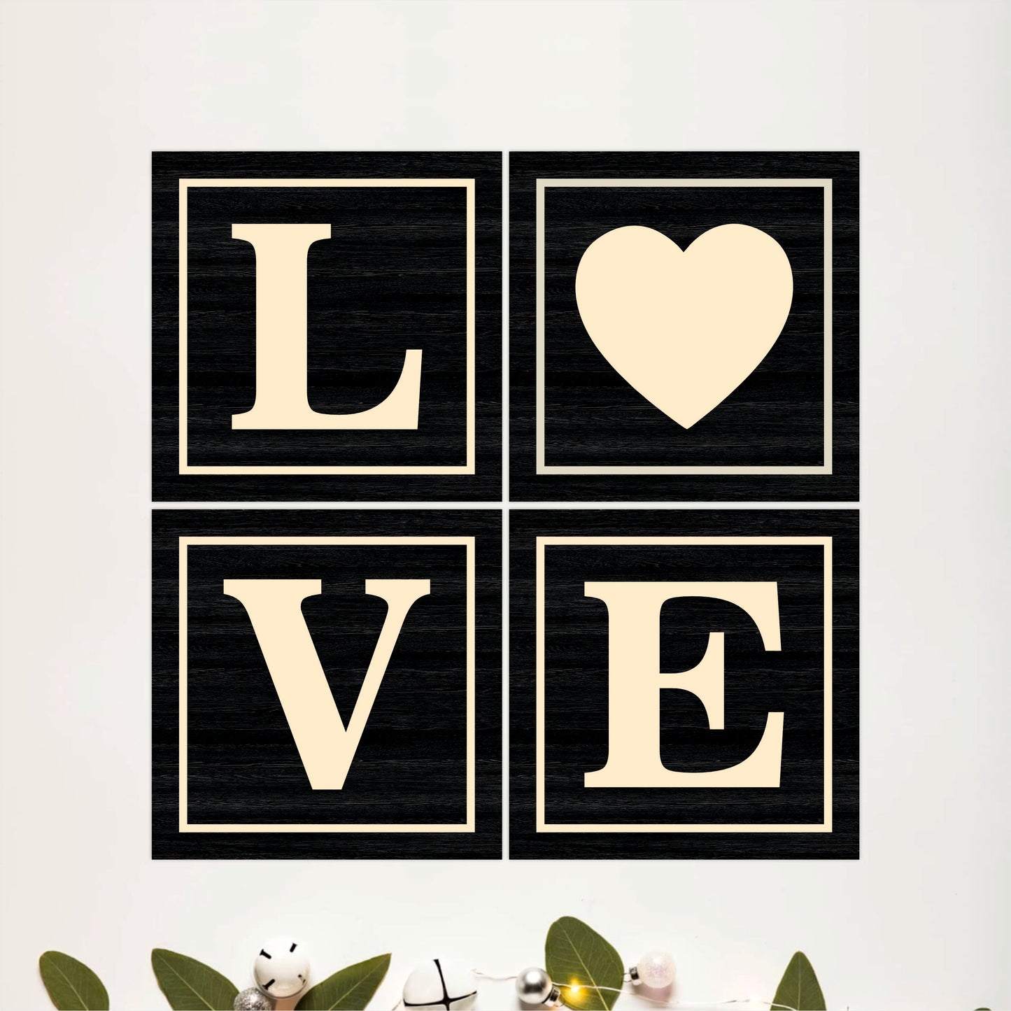 Black & Beige LOVE Wooden Wall Decor