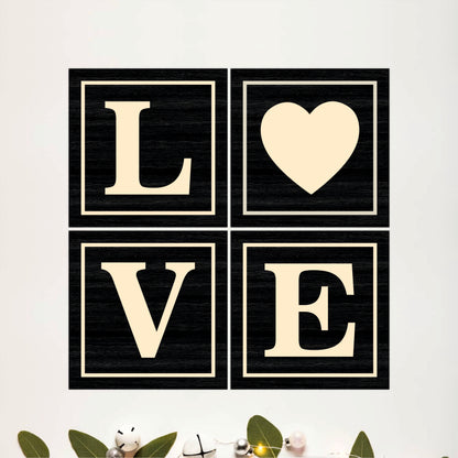 Black & Beige LOVE Wooden Wall Decor