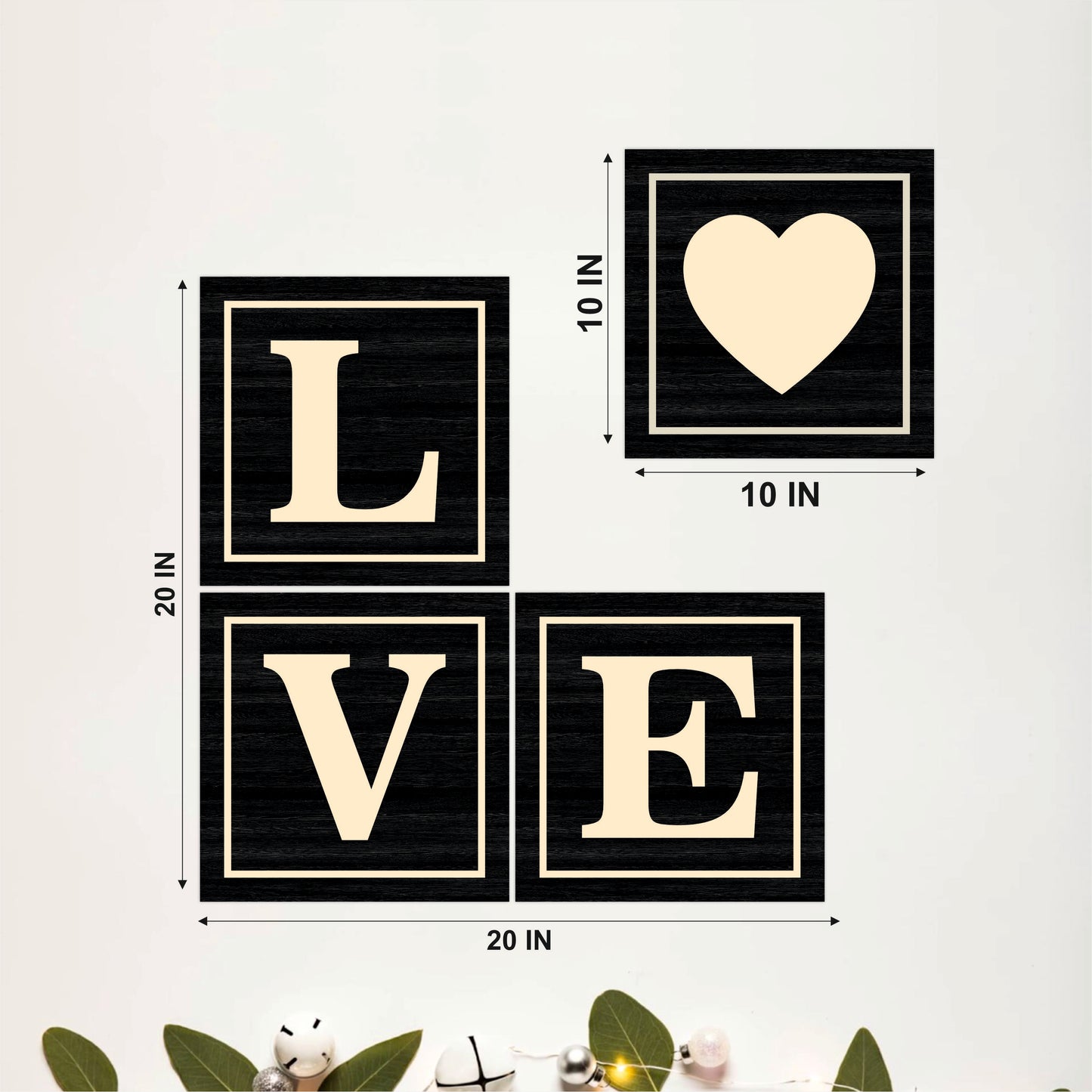 Black & Beige LOVE Wooden Wall Decor