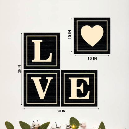 Black & Beige LOVE Wooden Wall Decor