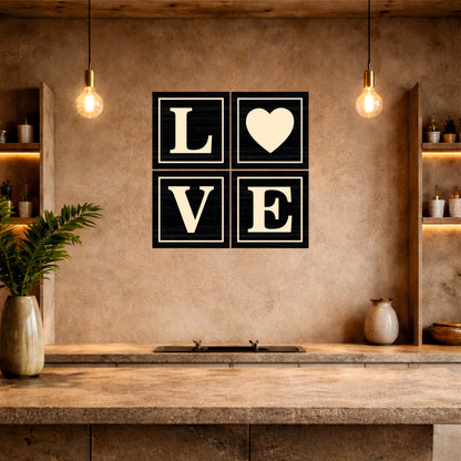 Black & Beige LOVE Wooden Wall Decor
