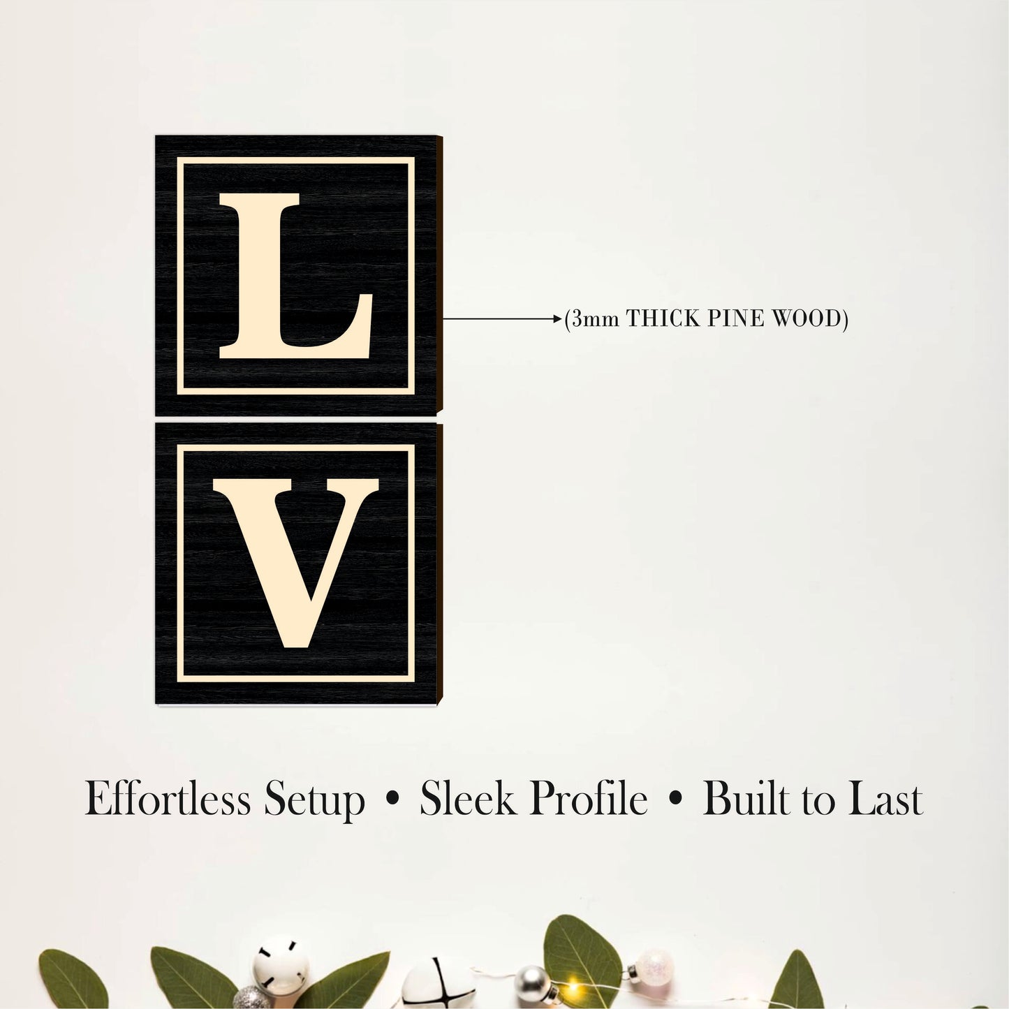 Black & Beige LOVE Wooden Wall Decor