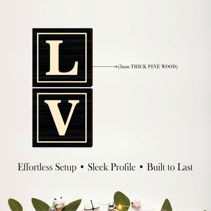 Black & Beige LOVE Wooden Wall Decor