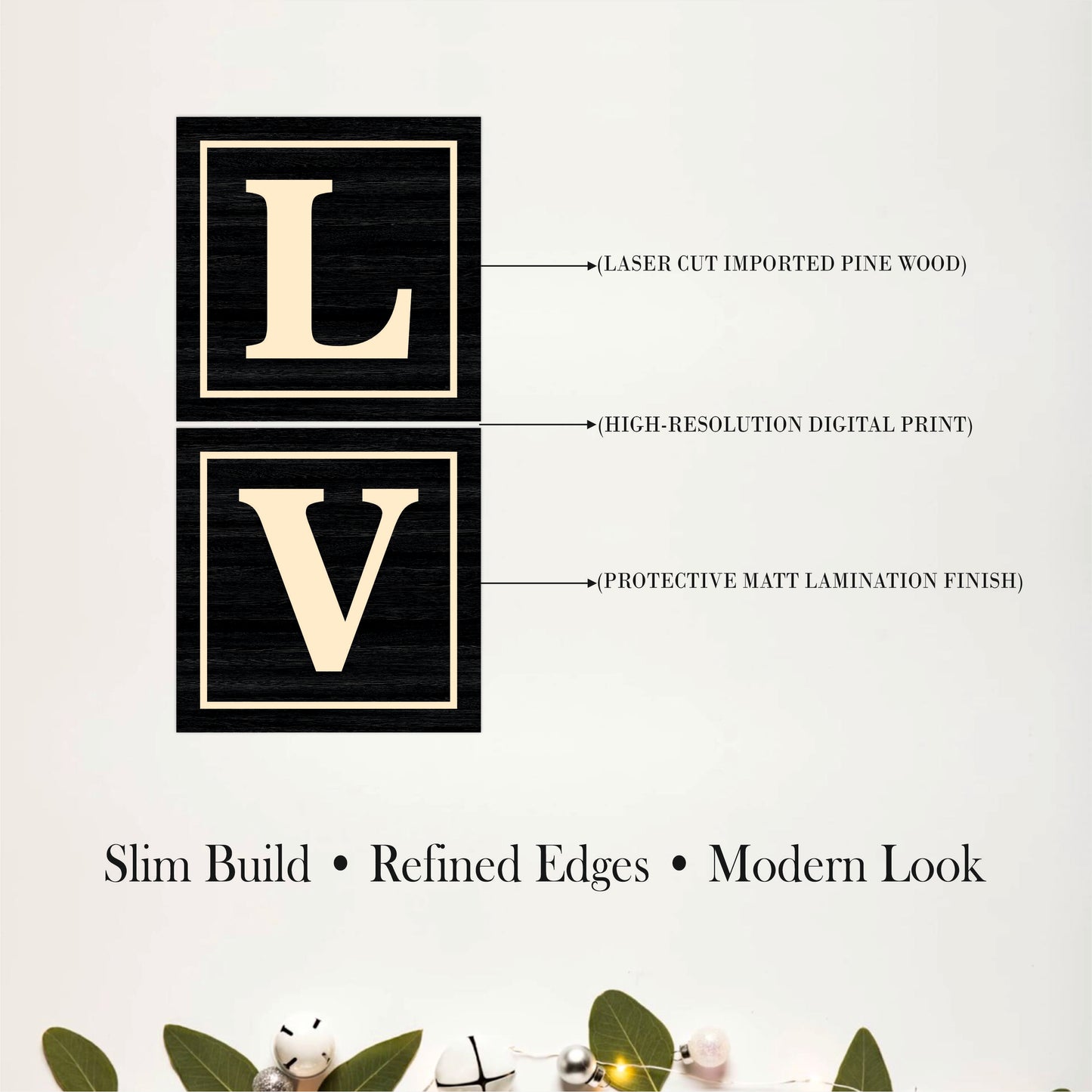 Black & Beige LOVE Wooden Wall Decor