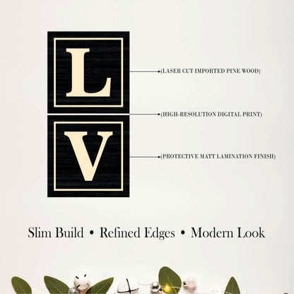 Black & Beige LOVE Wooden Wall Decor