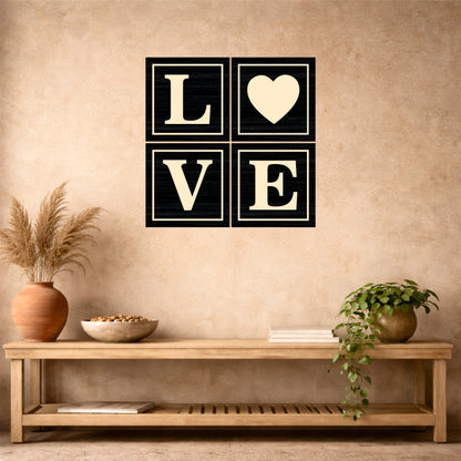 Black & Beige LOVE Wooden Wall Decor