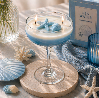 Sweet Scented  White Blue Candle
