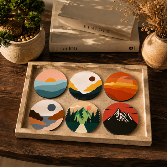 Landscape Wooden Coasters Set of 6