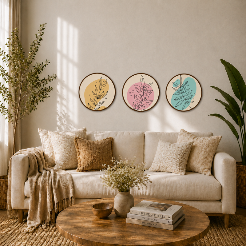 Pastel Leaf Illustration Wall Art