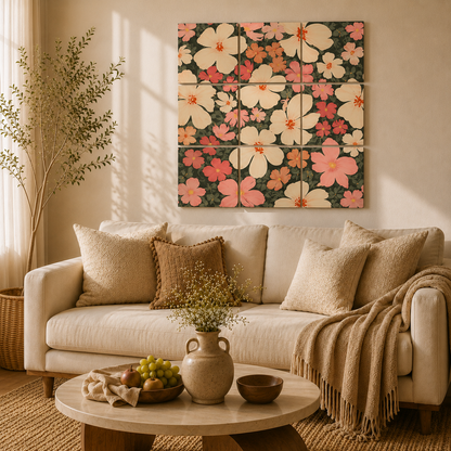 Spring Bloom Floral Wooden Wall Art