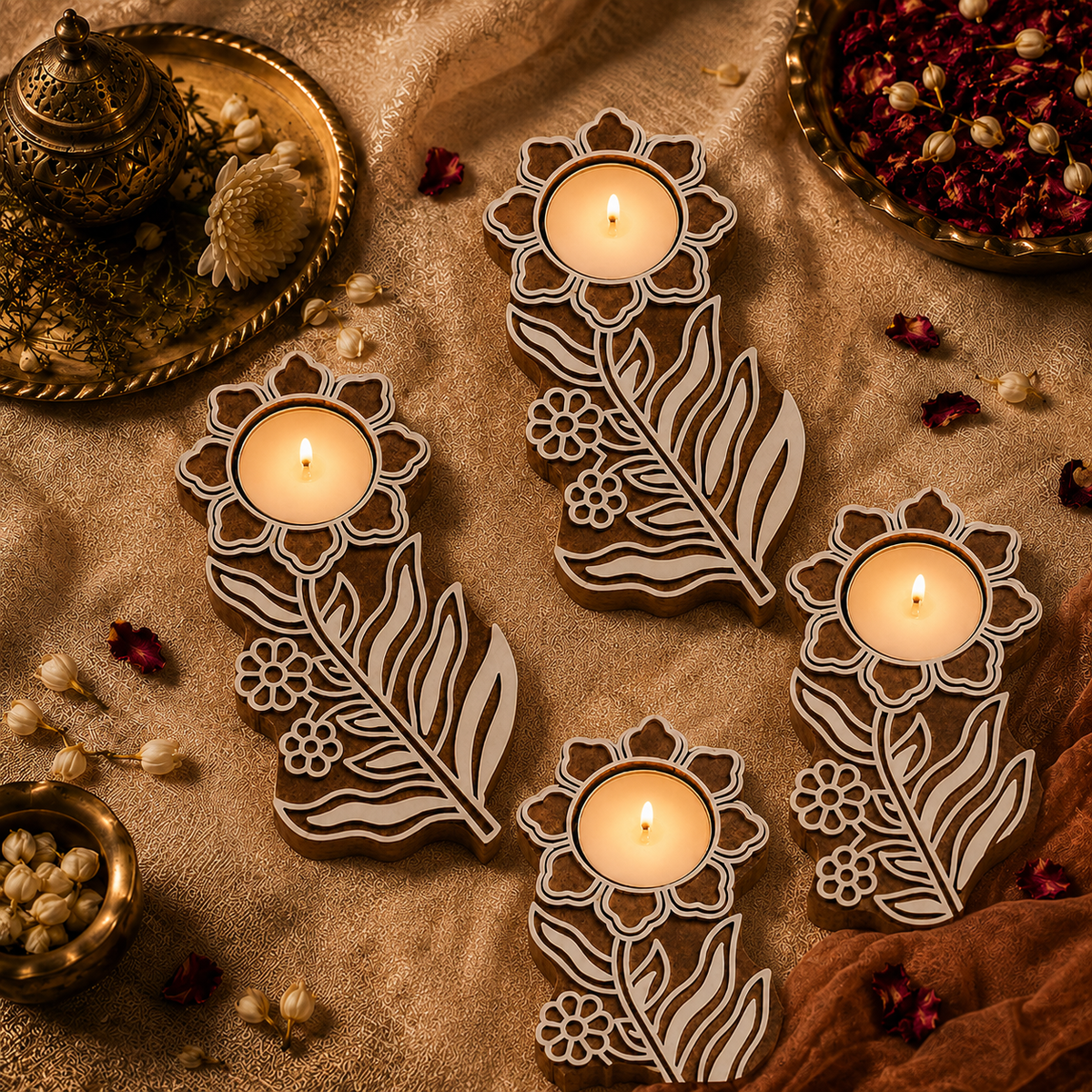 Decorative Floral Leaf Tea Light Candle Holder