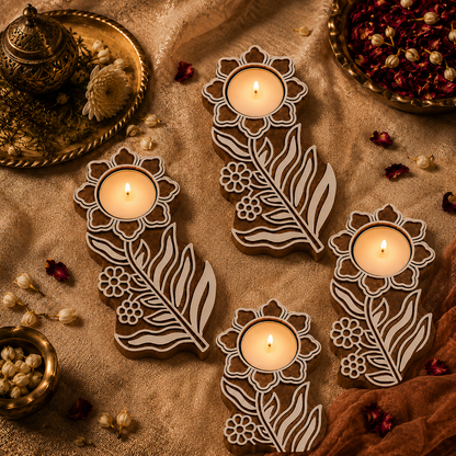 Decorative Floral Leaf Tea Light Candle Holder