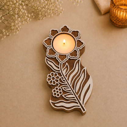 Decorative Floral Leaf Tea Light Candle Holder